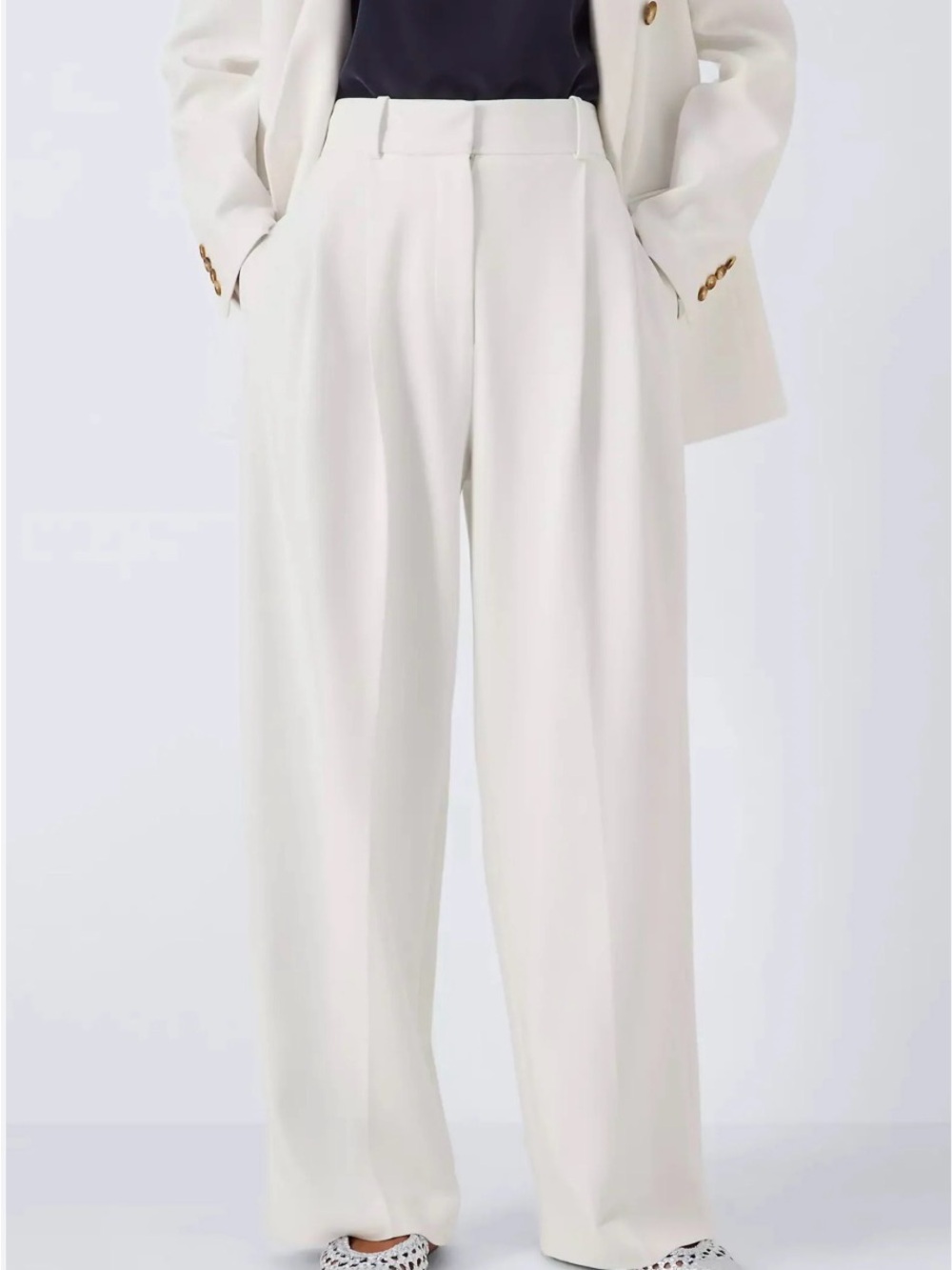Zara Cream Wide-Leg Tailored Trousers